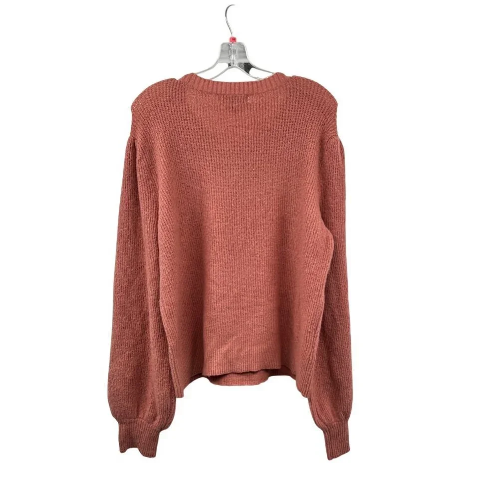 Liz Claiborne Womens Knit Sweater Embroidered Floral Rosewood Size Large